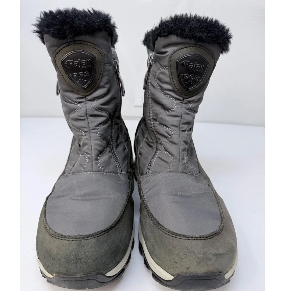 Pajar Canada Womens Gray Waterproof Winter Boots Vibram Arctic Grip Fits 8-8.5